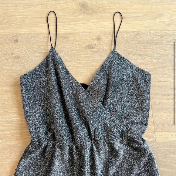 Revolve Sparkly Spaghetti Strap Jumpsuit Glitter Sequins House of Harlow Black - Picture 4 of 13